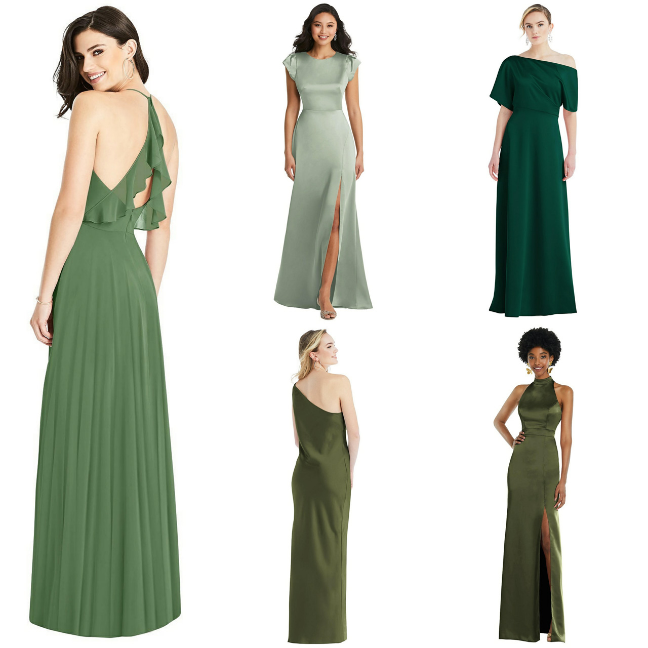 Green Bridesmaids Gowns in an Amazing Range of Styles